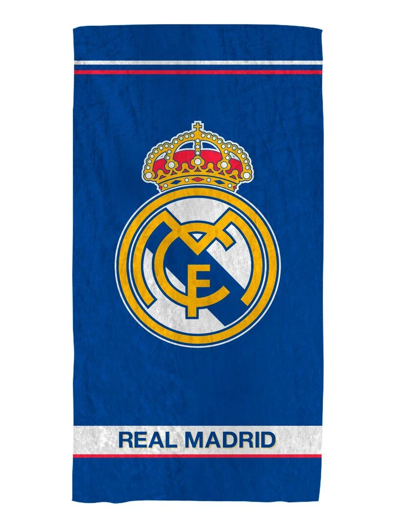 Drap de plage imprimé 100% coton REAL MADRID LOGO Bleu