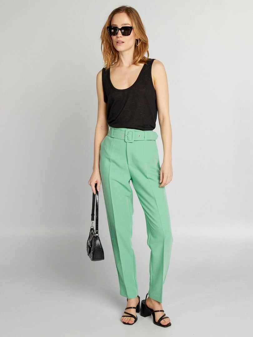 Pantalon carotte fluide Vert