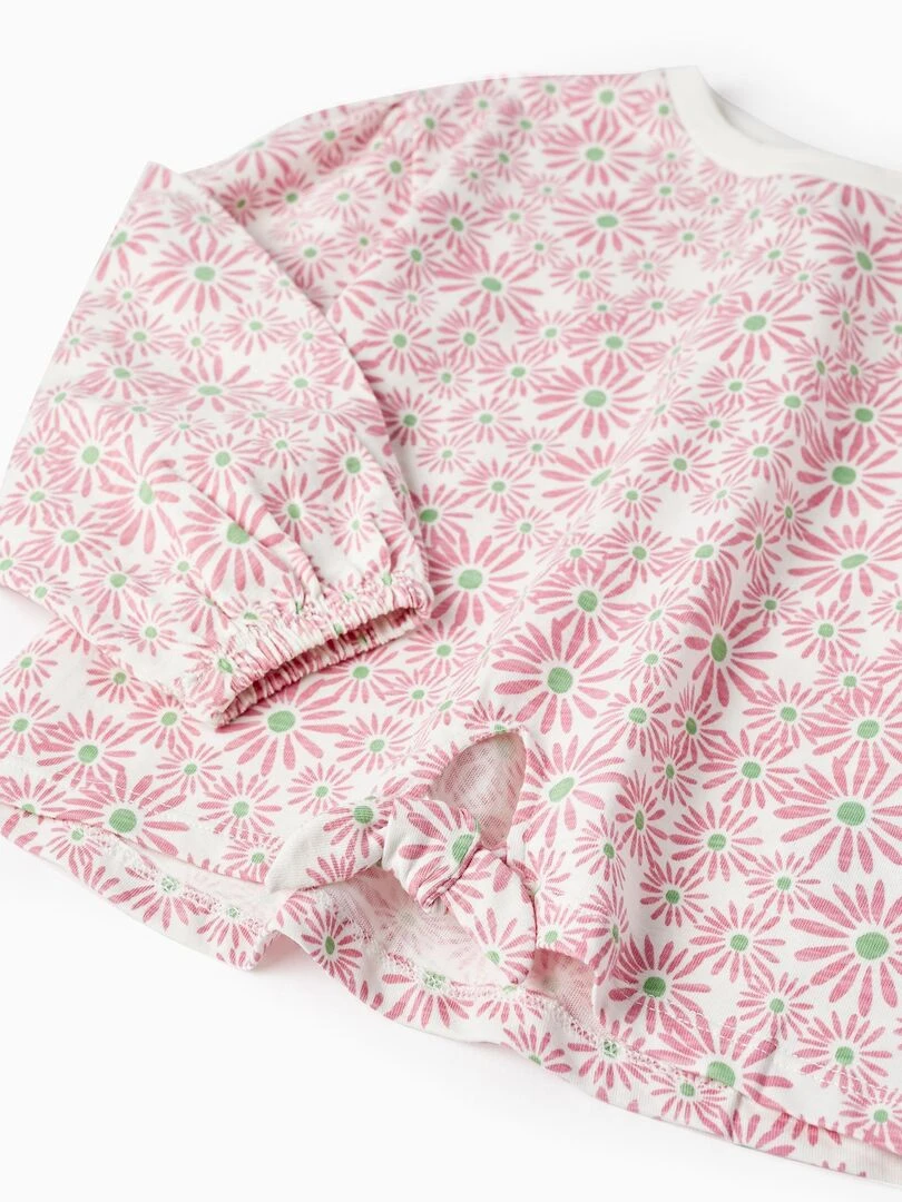 T shirt à manches longues avec nœud pour fille 'Floral' manches longues THE WAVE TRIBE   Blanc