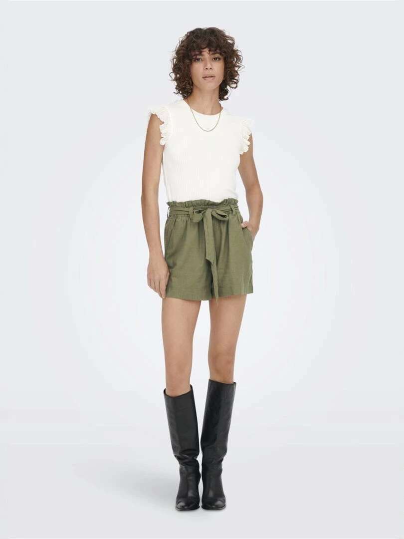 Short en lin 'JDY' Kaki