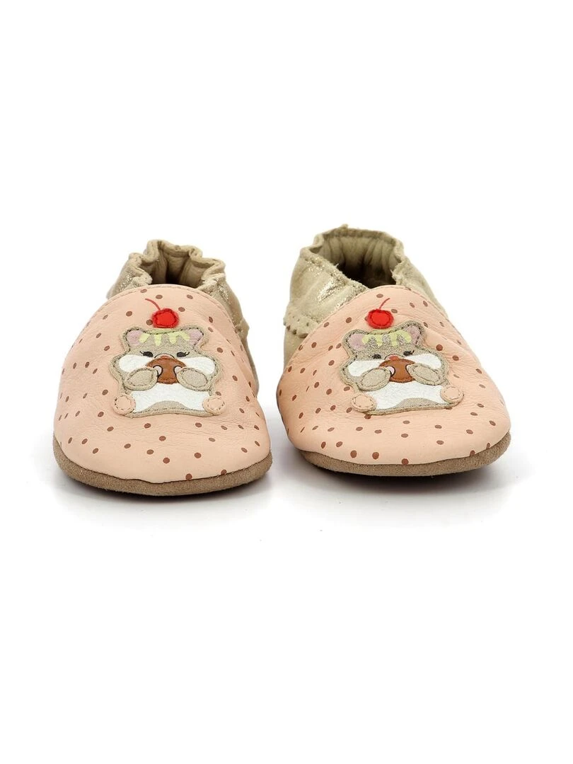Chaussons Cuir Cookie Lover   Rose