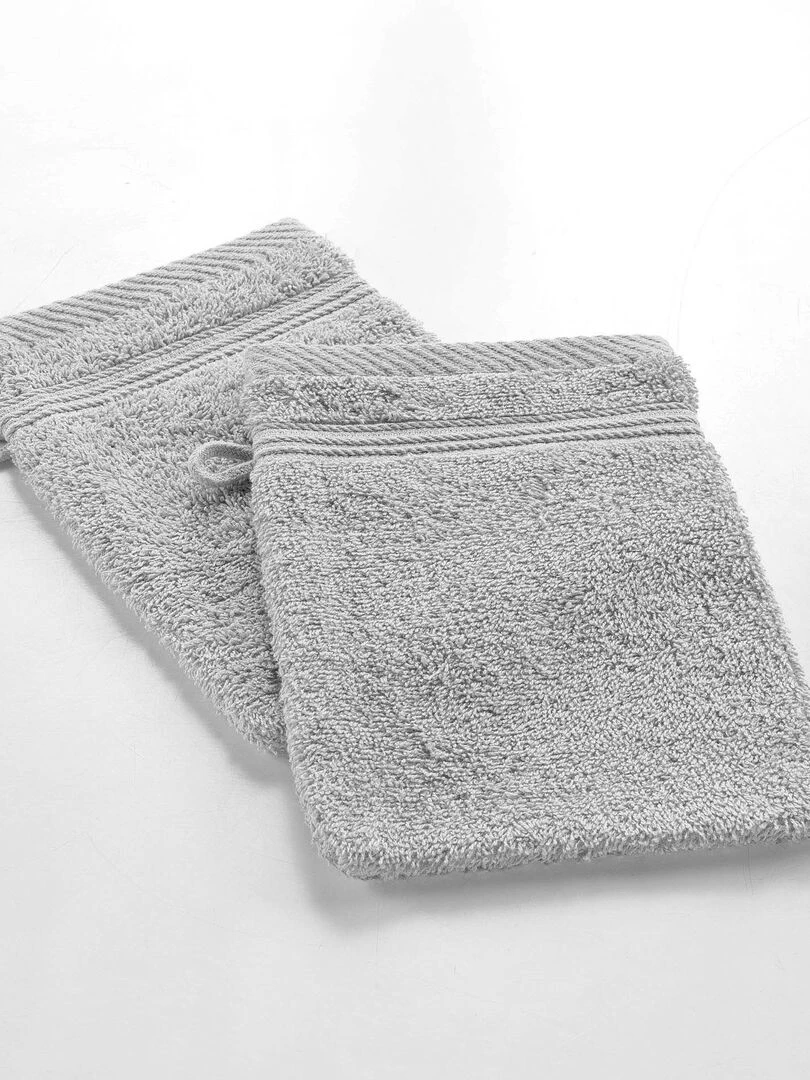 Lot de 2 gants de toilette Tendresse Gris clair
