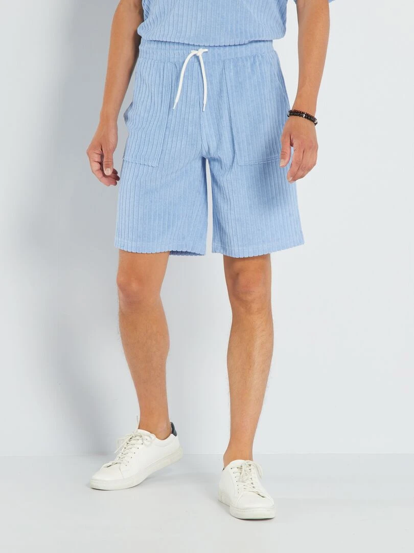 Bermuda en éponge avec grandes poches Bleu