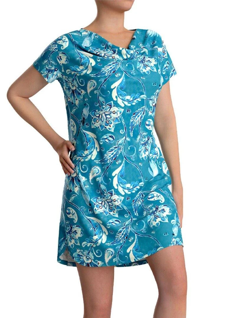 Chemise de nuit Bonnie manches courtes Bleu