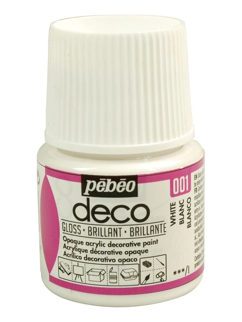 Peinture acrylique opaque brillante   Blanc   45 ml   N/A