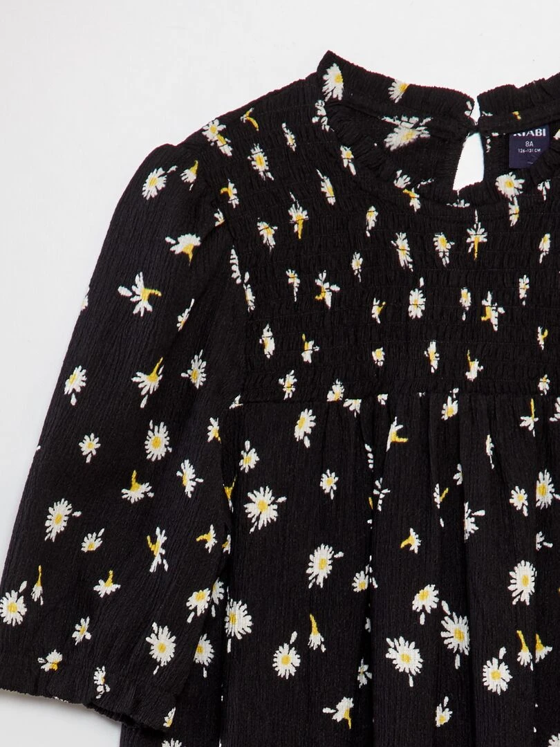 Robe courte imprimée en maille crêpée   Noir