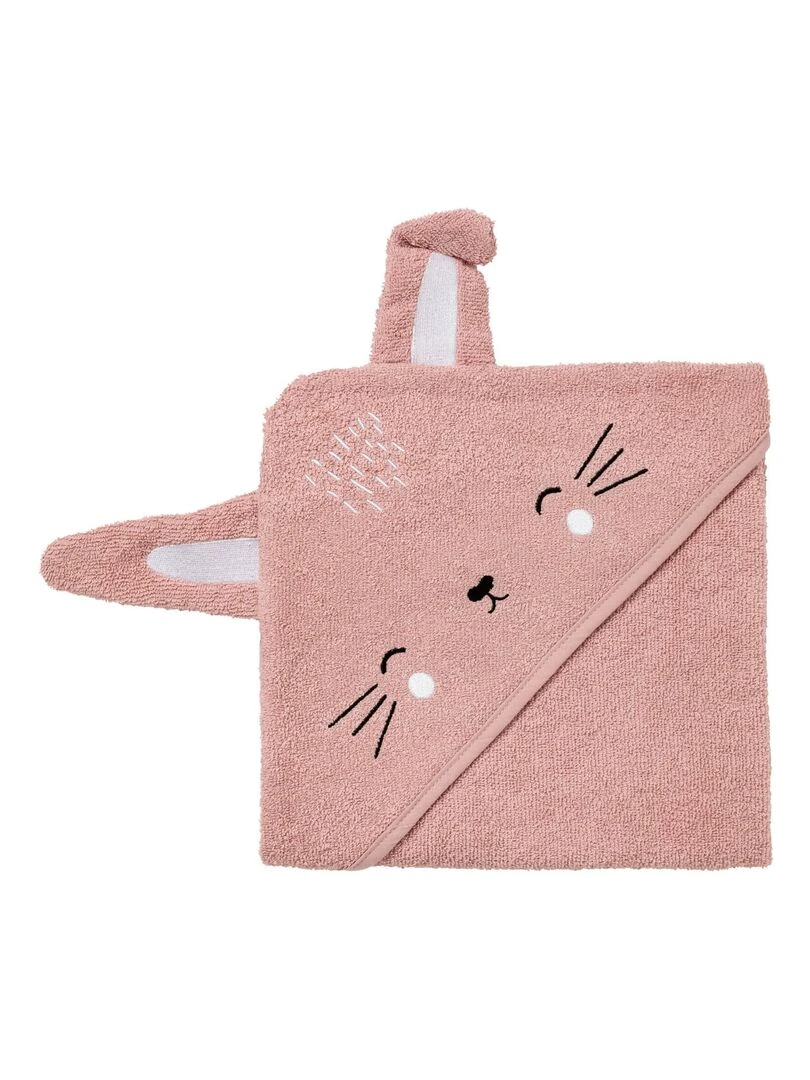 Cape de bain 70x70 cm ludique Lapin rose Rose