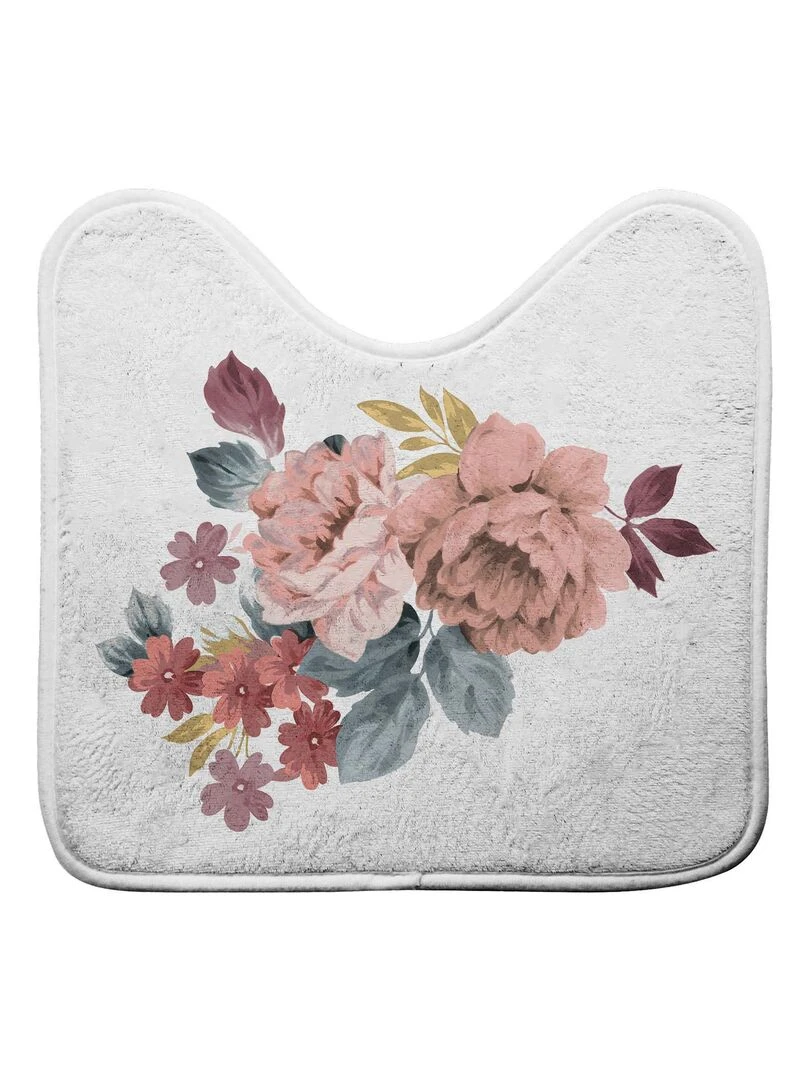 Tapis contour de WC Fleurs jayana Blanc