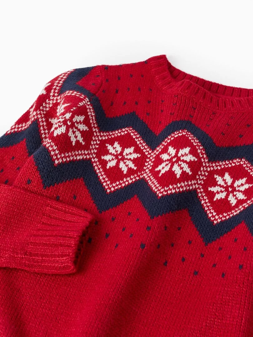 Pull en grosse maille à motif pour garçon   NOËL   Rouge