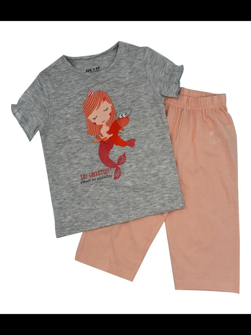 Pyjama Corsaire Jersey 'crevette À Paillettes''doo&bo' gris clair