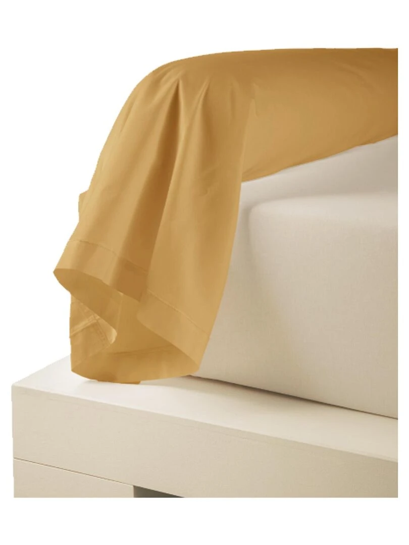 Taie de traversin uni en percale de coton Jaune