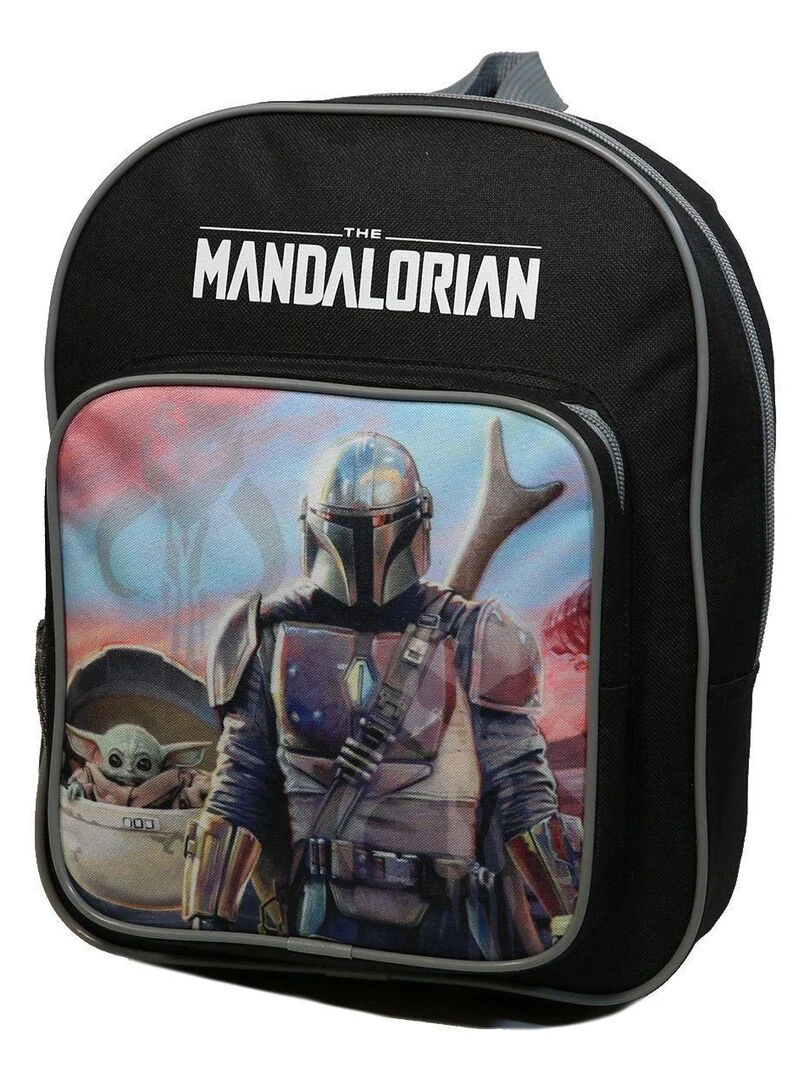 Sac à dos maternelle 31 cm avec poche Star Wars/The Mandalorian Baby Yoda Noir et Gris Bagtrotter Gris Noir
