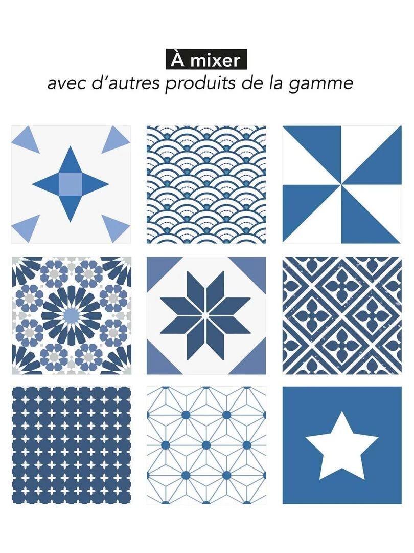 Stickers carrelage 15 x 15 cm   Japon vague Bleu   N/A