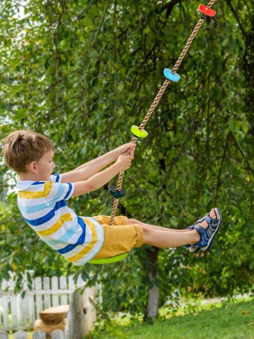 Corde d'escalade enfant avec siège de balançoire rond 2 m   Vert