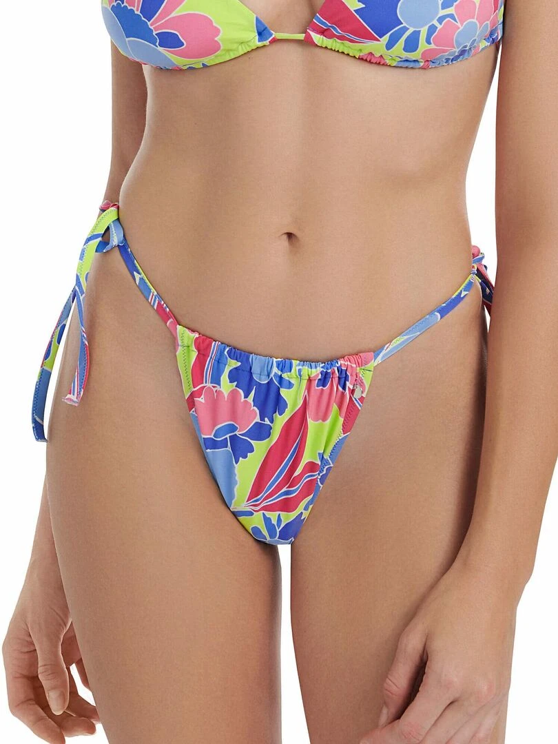 Bas maillot slip de bain bikini taille basse à nouettes Miami Vert