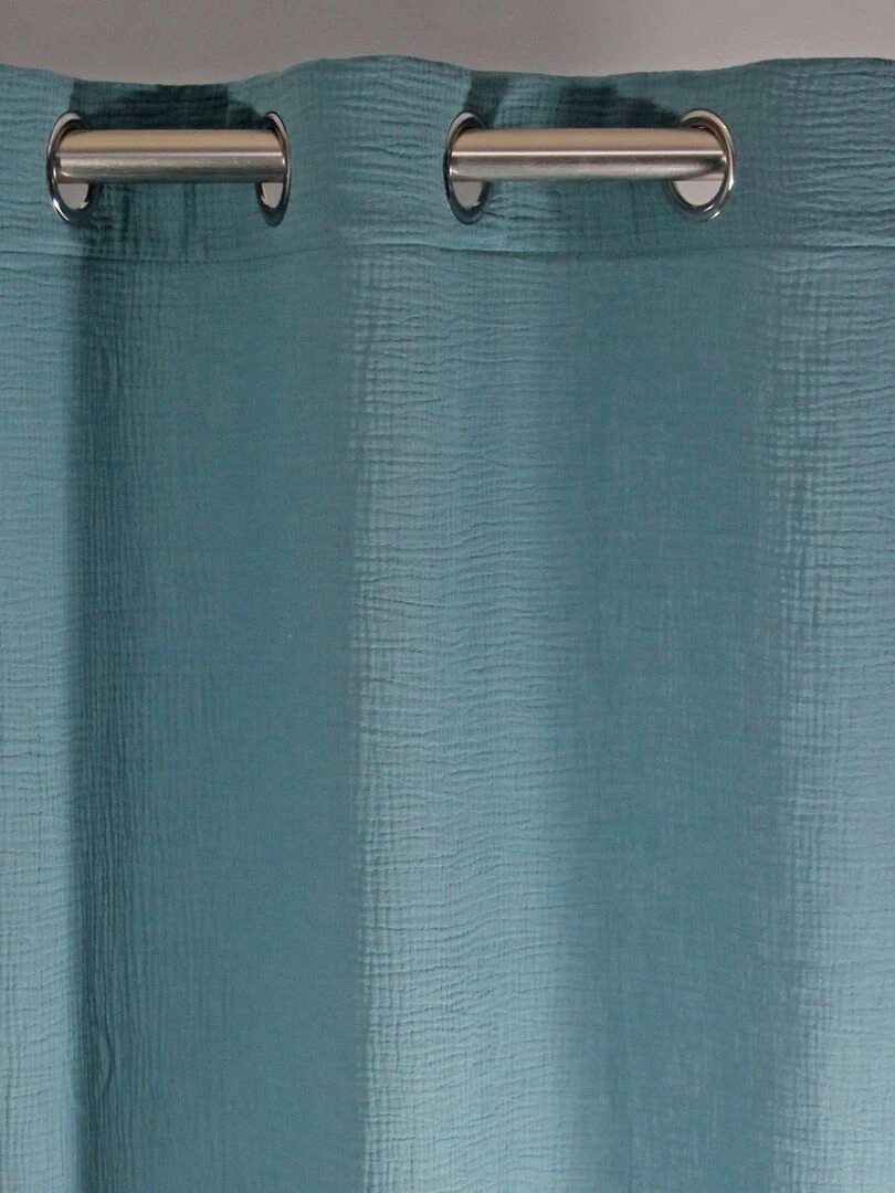 Rideau en gaz de coton Bleu