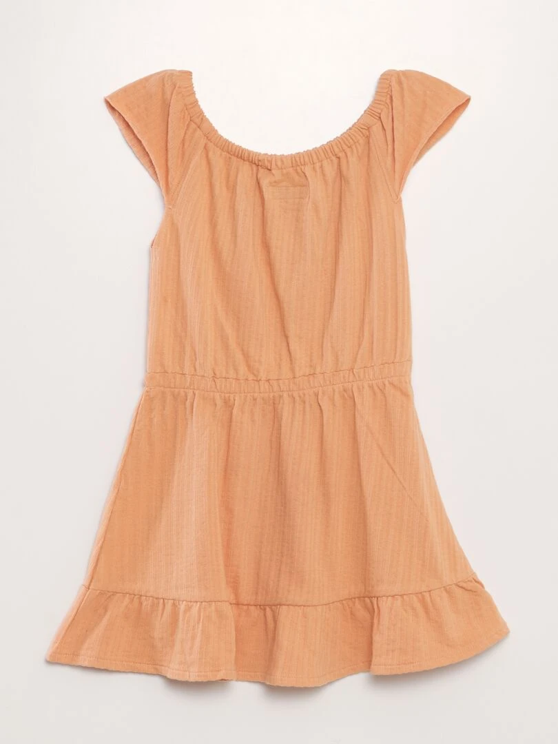 Robe en gaze de coton à col bardot   Orange