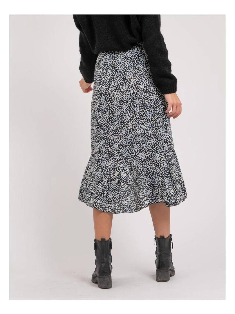 Jupe midi motifs XISSA Bleu