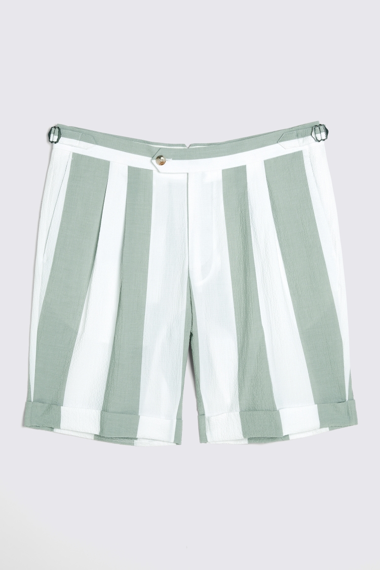 Sage Striped Seersucker Shorts   Buy Online at Moss