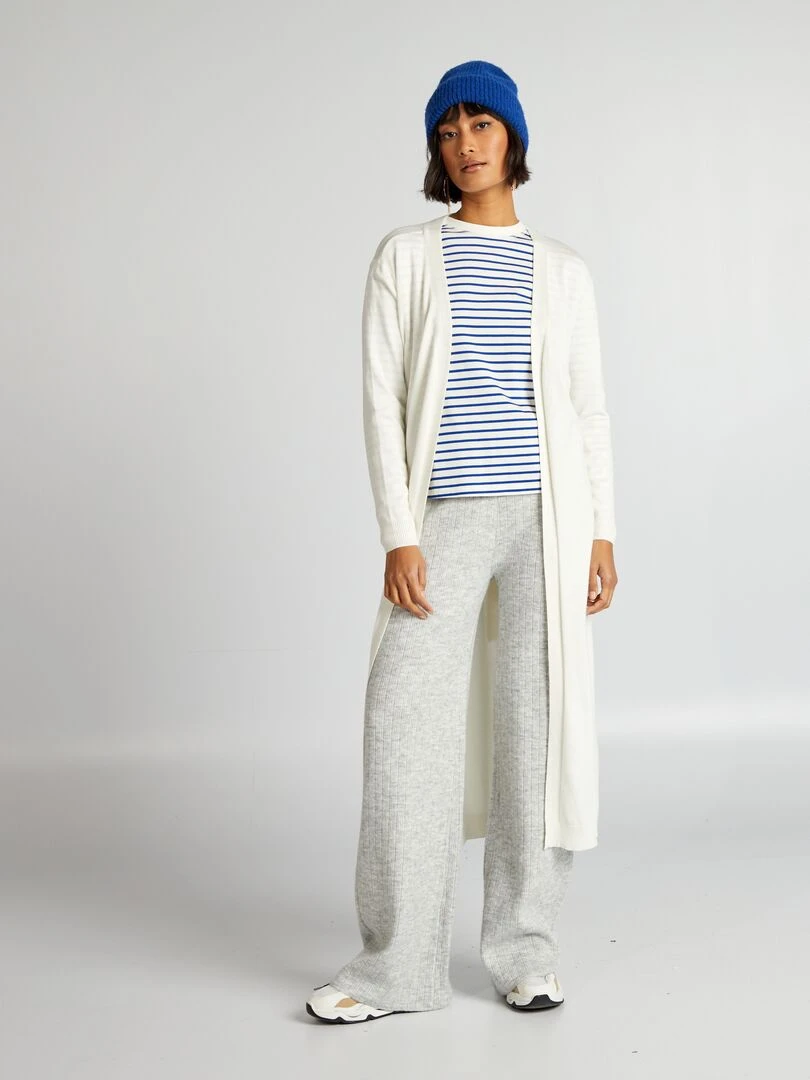 Gilet extra long à ceinture Blanc