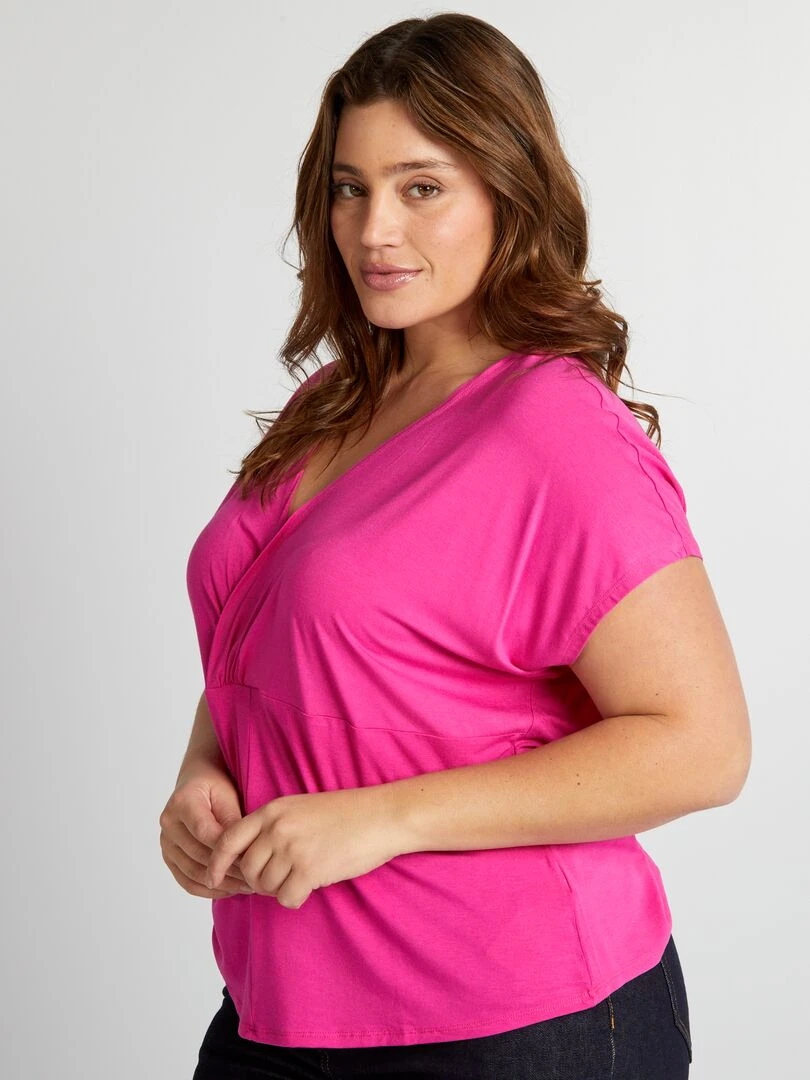 T shirt à manches chauve souris Rose