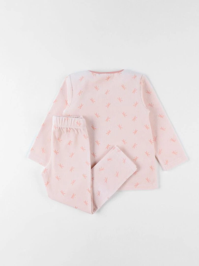 Pyjama 2 pièces imprimés libellules en velours clair Noukie's Rose