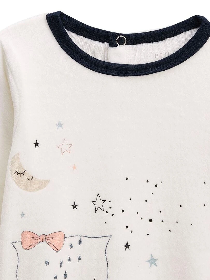 Pyjama bébé en velours Bisou Magique   Ecru