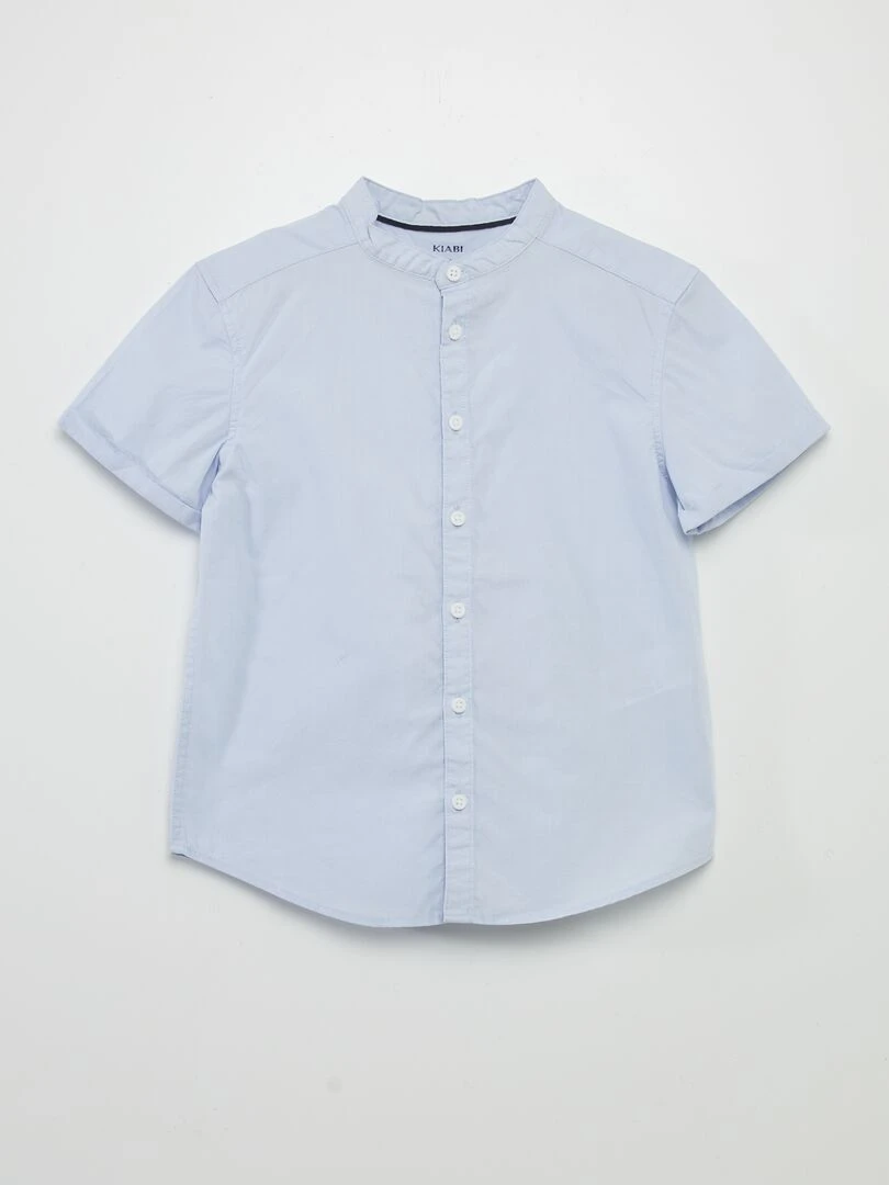 Chemise à col mao Bleu