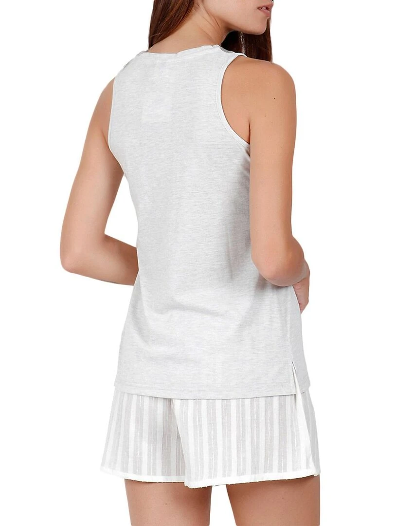 Pyjama short débardeur Luxe Stripes gris Gris