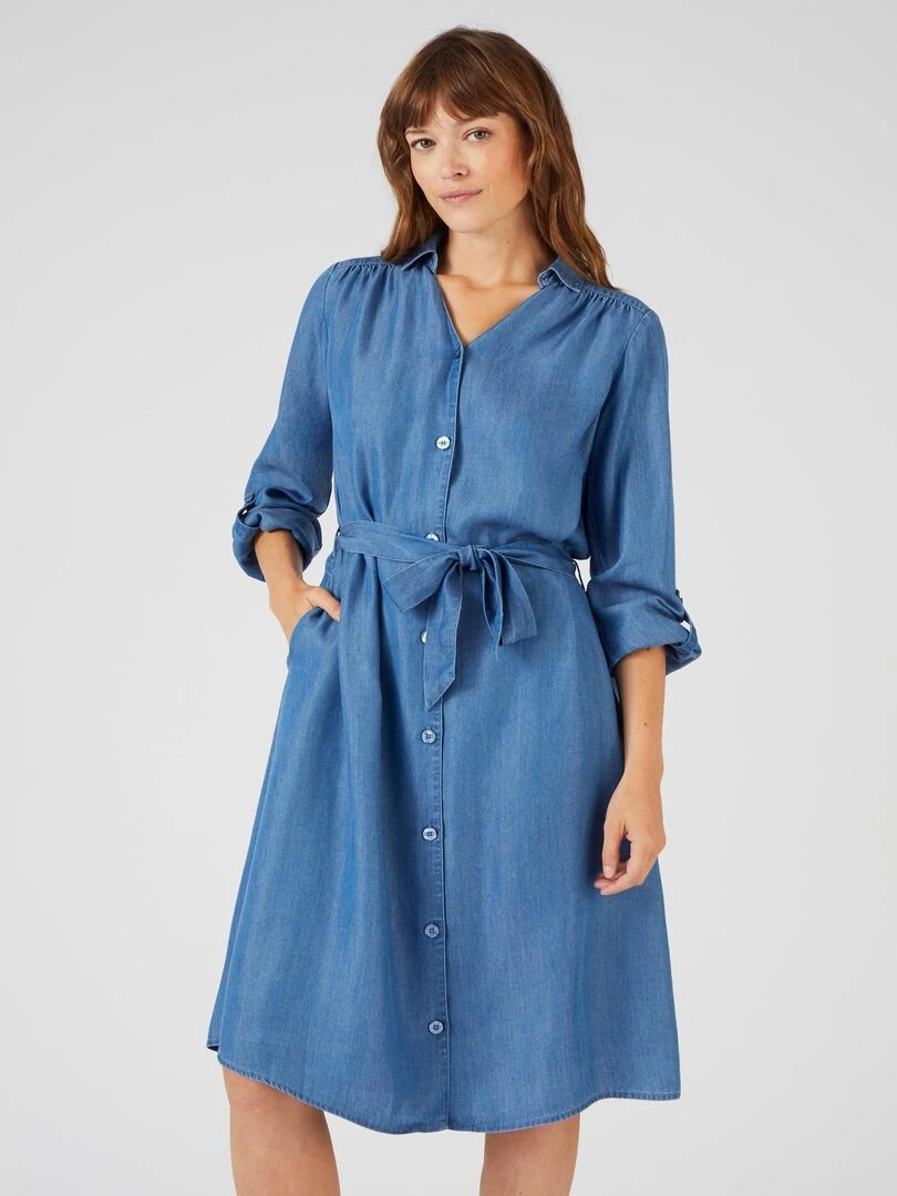Robe fibres lyocell Tencel(TM)   Damart   Bleu