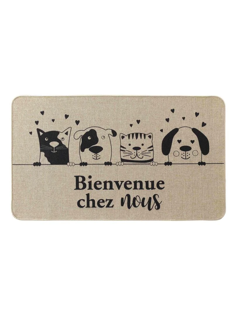Tapis d'entree 45 x 75 cm Bienvenue chez nous Marron