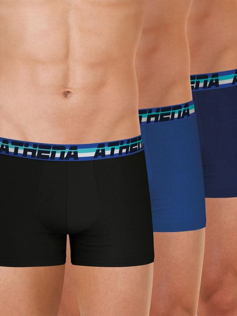 Lot de 3 boxers homme 720 Stretch Coton Noir Bleu