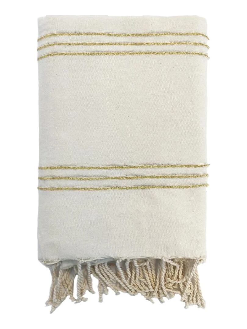 Fouta traditionnelle Isis Écru/Doré 100x200 190g/m² Ecru