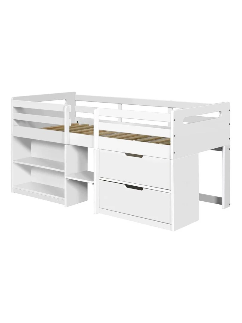Lit mi hauteur avec matelas Hoby AKITEN RETAIL Blanc Blanc