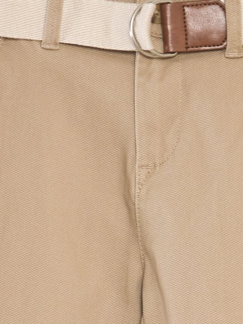 Pantalon chino en twill + ceinture Beige