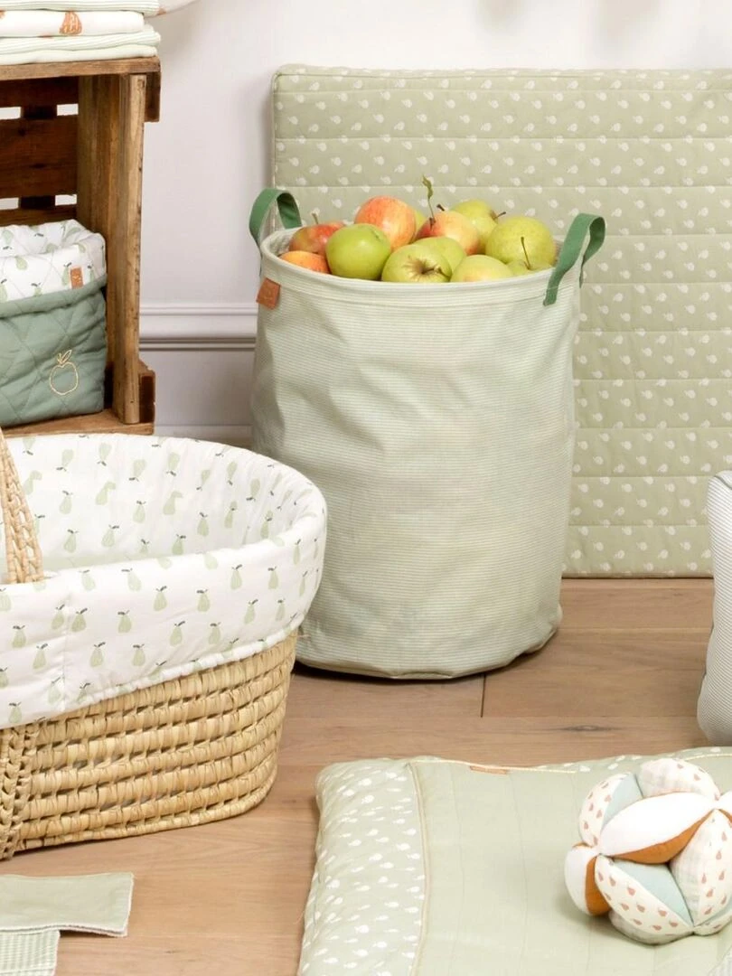 Panier de rangement tissu 31x39x31cm coton Vert tilleul SAUTHON Vert
