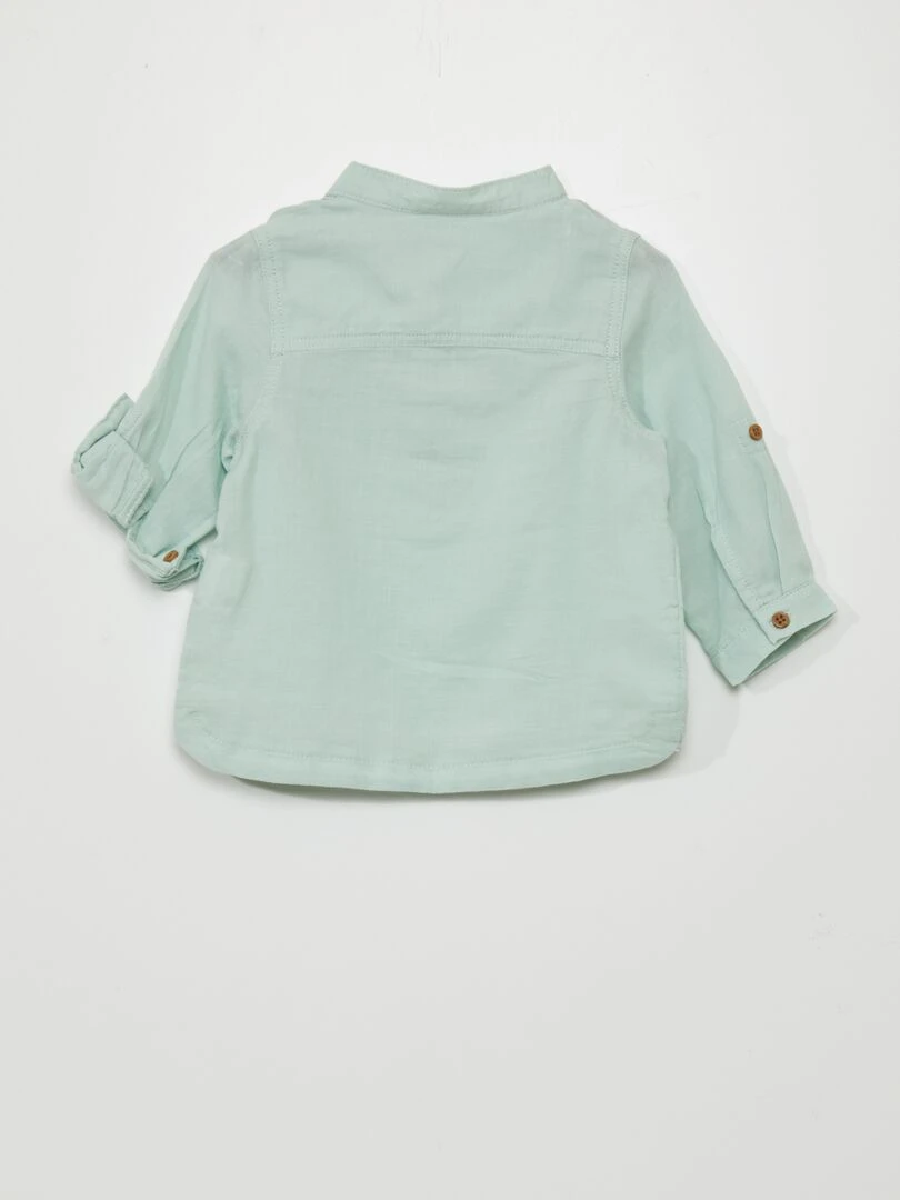 Chemise col tunisien Bleu turquoise