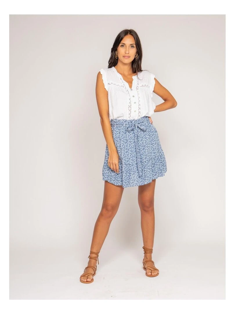 Jupe short motifs XYMESS   Bleu