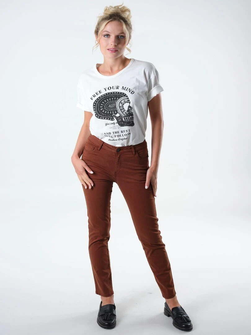 Pantalon coupe slim 'Deeluxe' Marron foncé