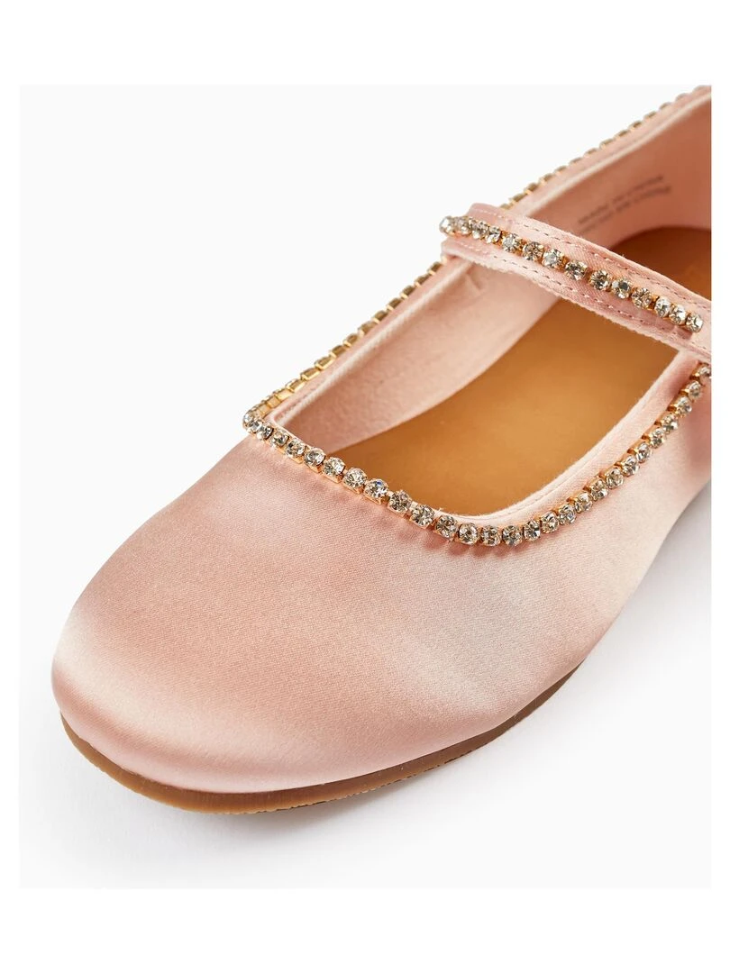 Sabrinas en satin avec des strass pour fille  CÉRÉMONIE   Rose foncé