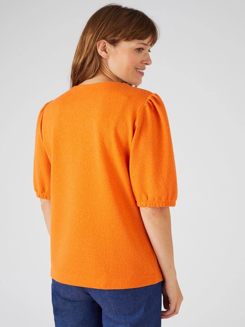Tee shirt en maille jacquard avec fil brillant   Damart   Orange