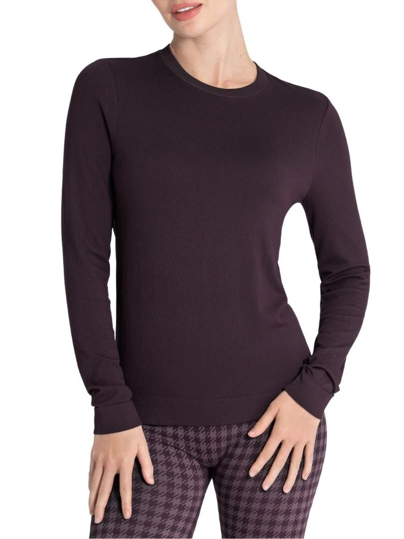 T shirt manches longues texturé uni Athleisure   Violet