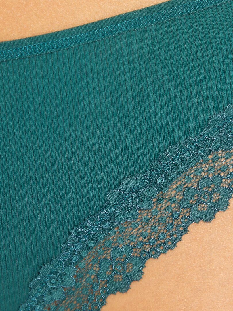 Lot de 3 tangas maille côtelée   beige/vert/noir