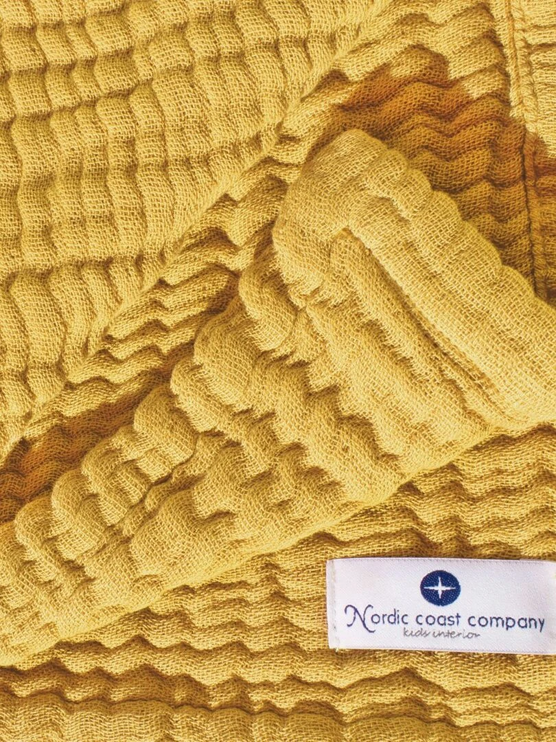 Couverture mousseline bebe en coton 80 x 80 cm   Jaune moutarde