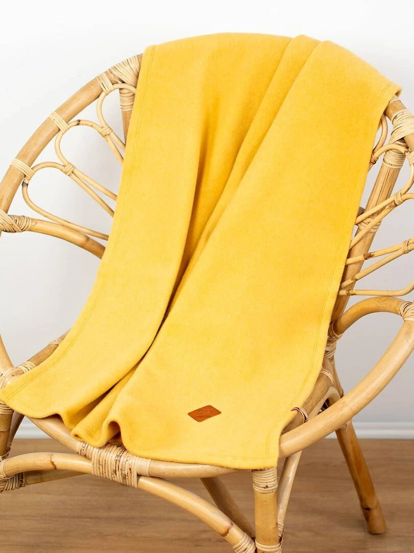 Couverture polaire 100% coton ultra doux   Moutarde