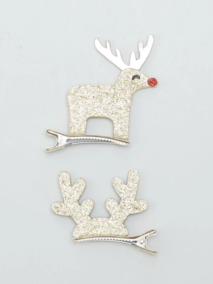 2 barrettes à cheveux 'cerfs' Doré