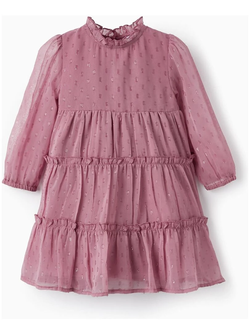 Robe à manches longues pour bébé fille manches longues CÉRÉMONIE Rose