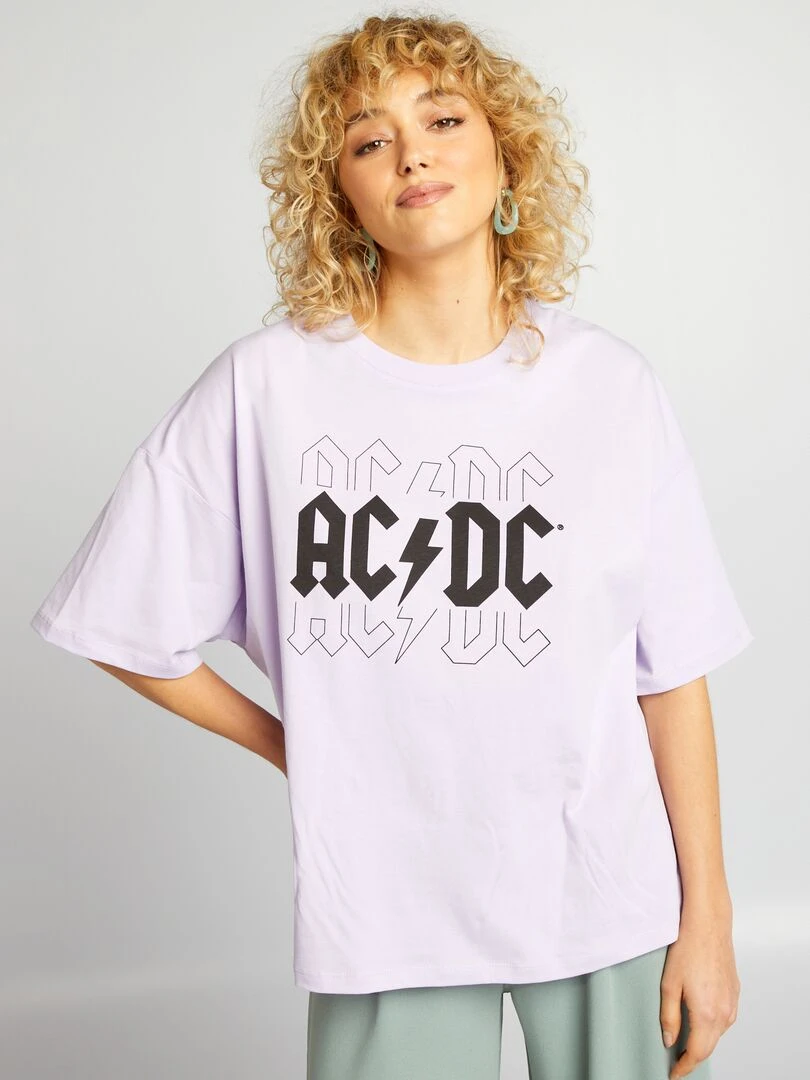 T shirt 'AC/DC' à col rond   Violet