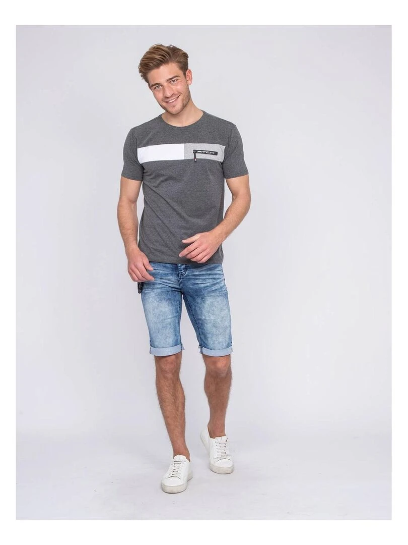 T shirt col rond NAGAWIKA   Gris