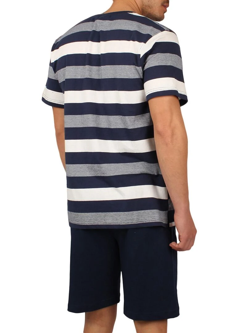 Tenue d'intérieur pyjama short t shirt Greece bleu Bleu
